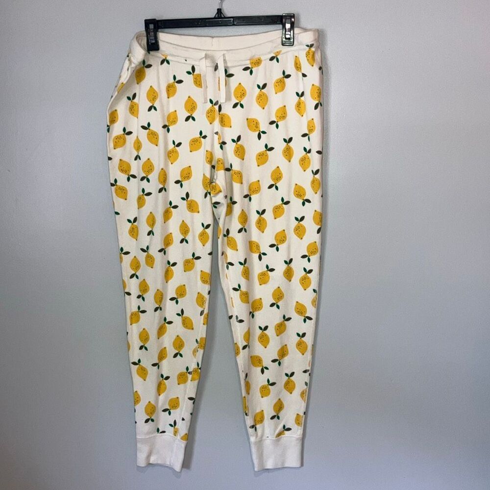 Hanna Andersson Lemon Print Pajama pants XL Loungewear Drawstring #400